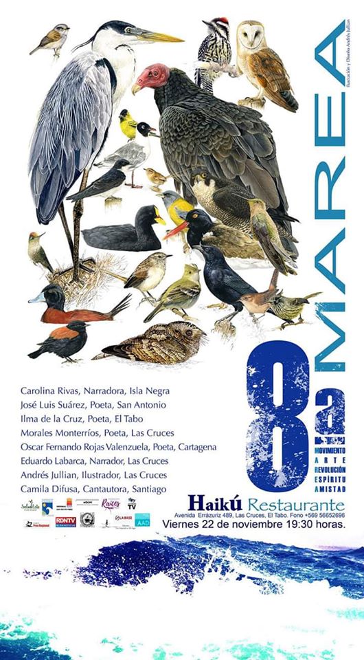 Octava MAREA en Las Cruces | marea 8 | Litoral Poeta de Las Artes | andres jullian, camila difusa, Carolina Rivas, Eduardo labarca, Haikú, José Luis Suárez, Las Cruces, litoral de los poetas, Litoral Poeta, Marea, Óscar Fernando Rojas