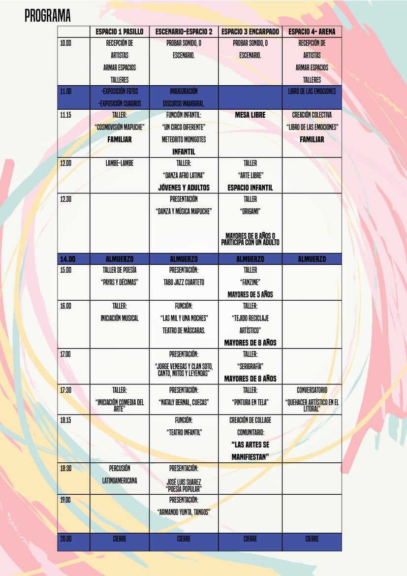 Acción Litoral: el colectivo detrás de la Primera Feria de Las Artes | programa feria de las artes | Litoral Poeta de Las Artes | acción litoral, El Quisco, litoral de los poetas, Litoral Poeta, primera Feria de las artes independientes