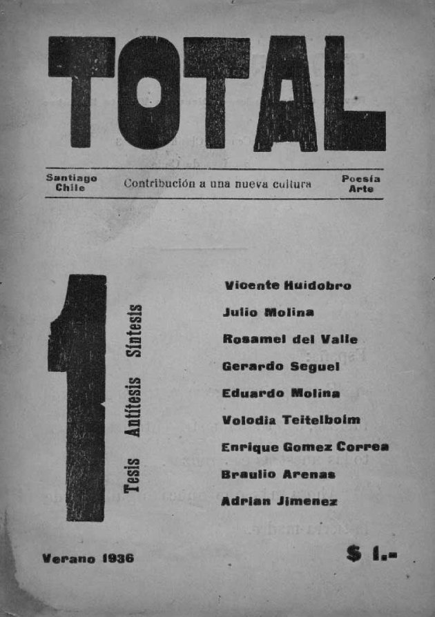 Total | Revista Total Huidobro Página 01 | Litoral Poeta | Cartagena, litoral de los poetas, total, vicente huidobro