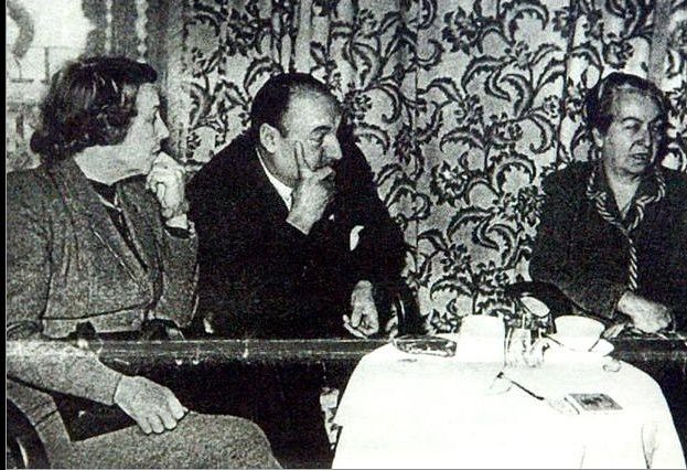 Delia del Carril, Pablo Neruda y Gabriela Mistral