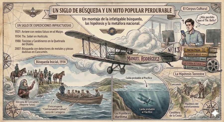 "Más perdido que el teniente Bello": un día como hoy de 1914 se extravió en el Litoral de los Poetas | Mas perdido que el teniente Bello 2 | Litoral Poeta de Las Artes | 9 de marzo, Alejandro Bello Silva, aviación militar chilena, Cartagena, Cartagena Chile, chilenismos, costa central Chile, cultura popular chilena, Curcumén, desaparición teniente Bello, efemérides Chile, Escuela de Aeronáutica Militar, FACH, historia aeronáutica Chile, historia de Chile, identidad territorial, litoral de los poetas, Litoral Poeta, Más perdido que el teniente Bello, misterios de Chile, Provincia de San Antonio, teniente bello